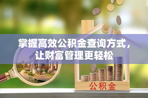汤原掌握高效公积金查询方式，让财富管理更轻松